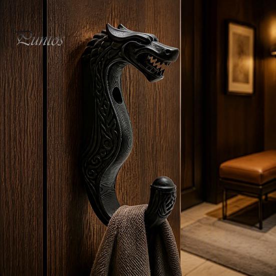 Функциональное скандинавское настенное искусство, 3D-печатный викингский крючок-дракон, Декоративный стиль вешалки для одежды, Минималистичный настенный крючок, Прочный органайзер для хранения для