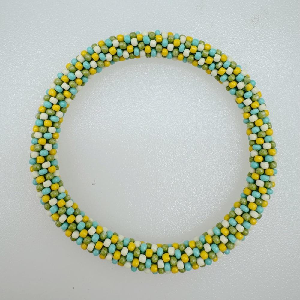 Rice Bead Woven Bracelet, Nepalese Ethnic Style Beaded Bracelet, Green Bracelet