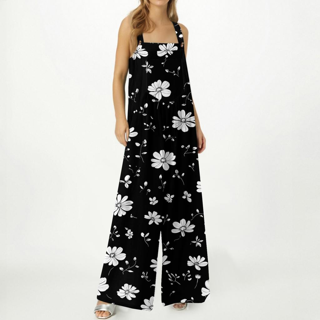 Женский комбинезон с принтом, повседневный свободный комбинезон