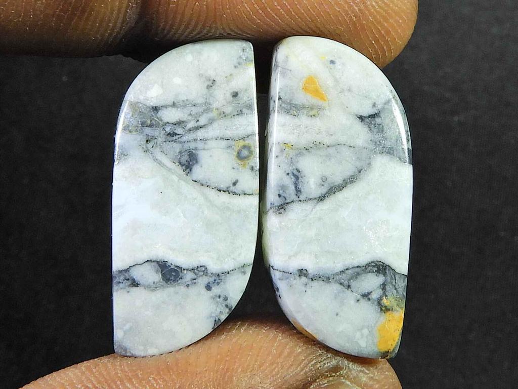 29Cts. Natural Maligano Jasper (11mm X 25mm Each) Fancy Cabochon Match Pair SK-2785
