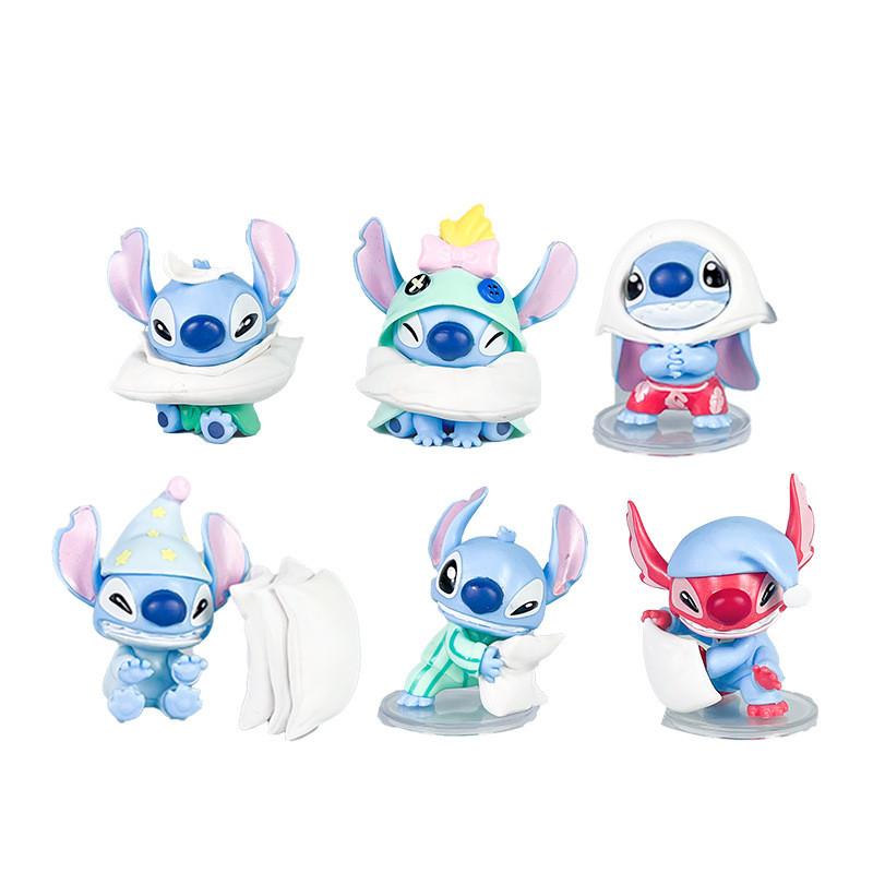 6 Pcs Stitch Sleepwear Pillow Design Mini Model Desktop Ornament Decor Set For Kids And Fans