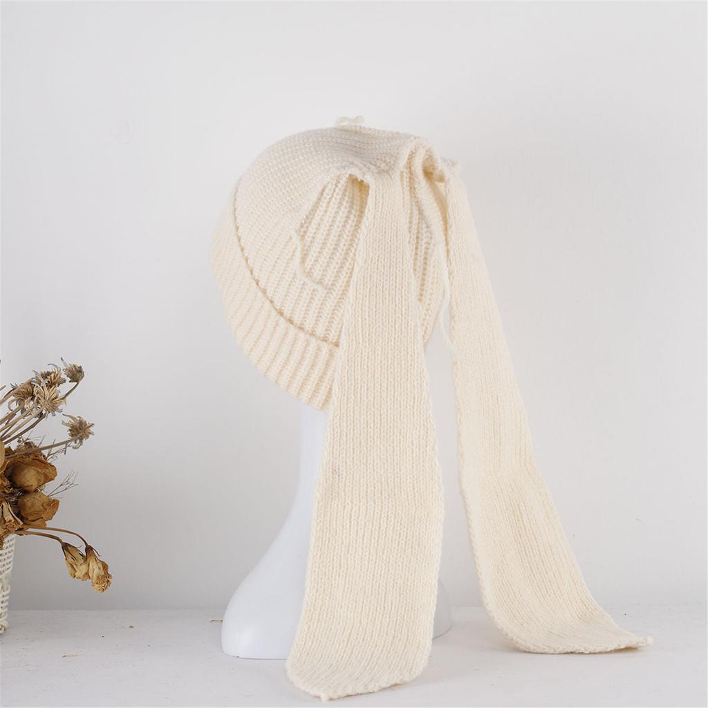Winter Warm Cap Knitted Hat with Rabbit Ears Breathable Soft Crochet Beanie Women Headdress Outdoor Activity Headgear