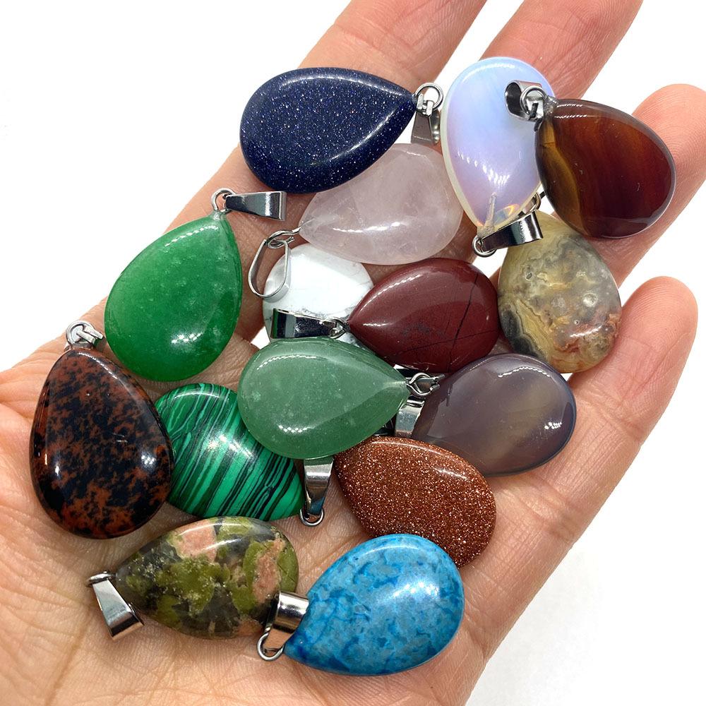 Кулон-капля из опала, камень 17x27 мм, одинарное отверстие, застежка-дыня, аксессуар для ожерелья, для DIY