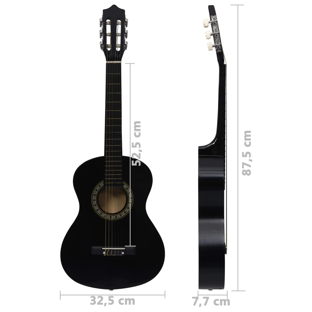Classical Guitar for Beginners and Children with Carry Bag Black 1 2 Size (34 )