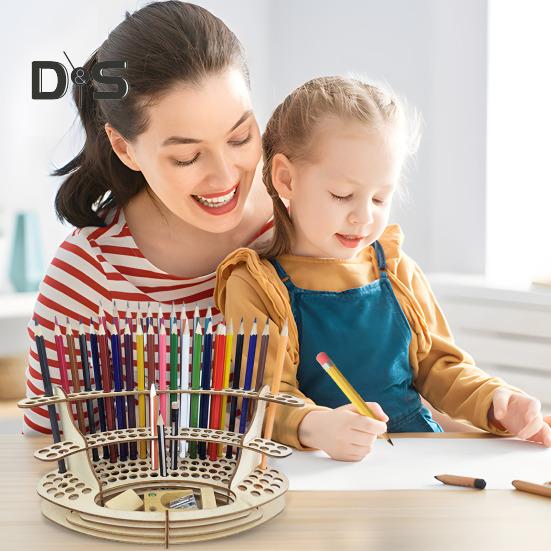 Wooden Paint Brush Holder 140 Holes Paintbrush Holder Organizer Paint Brush Stand Large Capacity Pen Pencil Rack