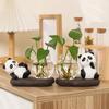 Мультфильм Панда Зеленая Роза Гидропонная Ваза Стеклянная Посуда Прозрачная Вода Питательные Свежие Цветы Цветочный Горшок Цветочная Посуда Настольное Украшение