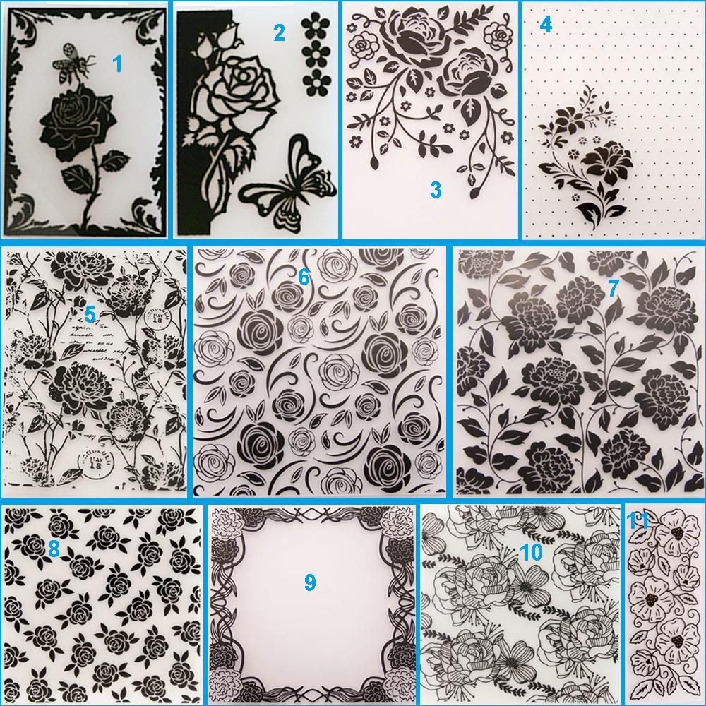 Flower Rose Branch Frame Plastic Embossing Folder for Scrapbooking DIY Photo Album Card Decor Art Template Plant Vine Rattan