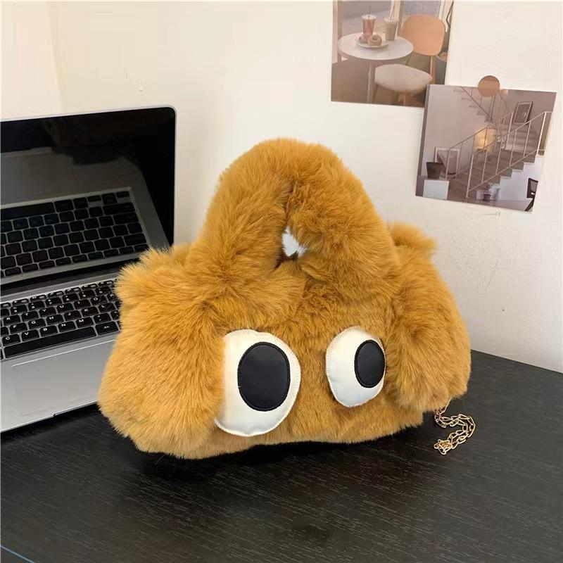 New Autumn and Winter Plush Bag Cute Big-eyed Puppy Tote Bag Shoulder Bag Crossbody Sideways Eye Puppy Bag