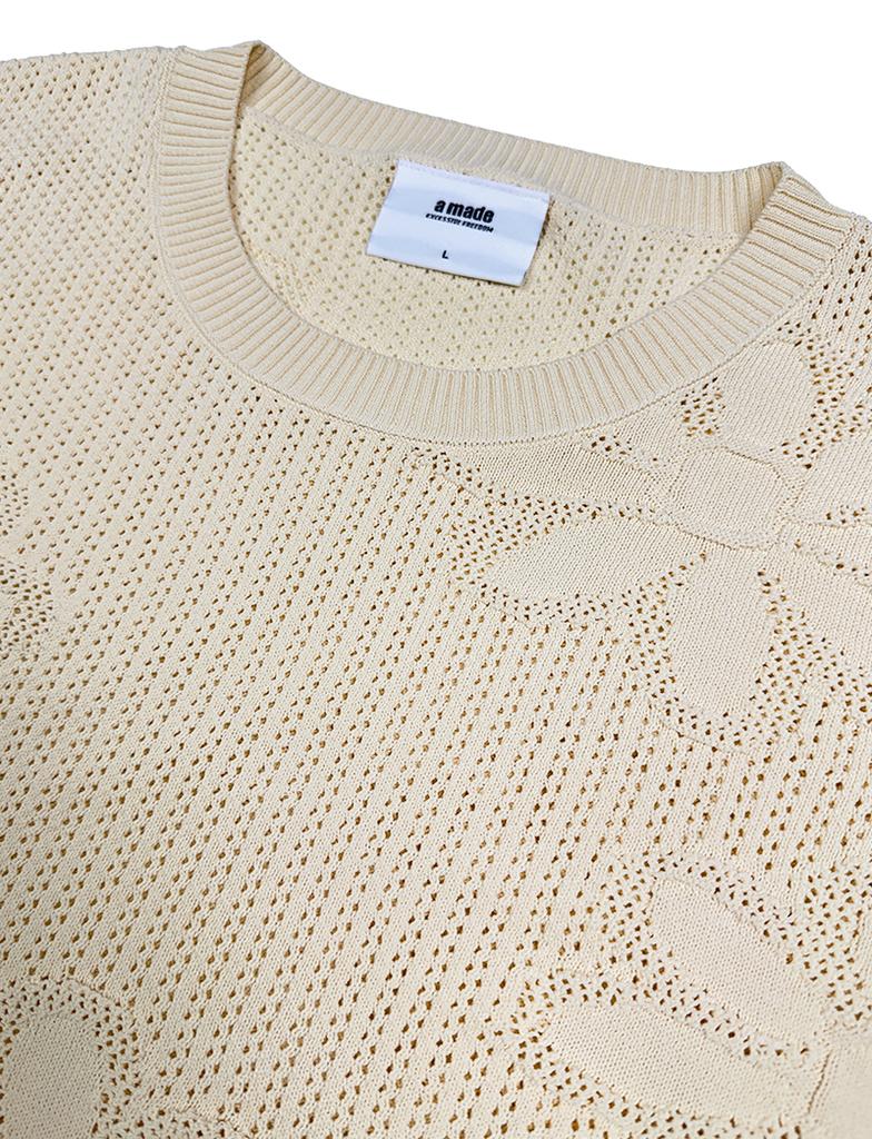 A MADE Viscose Flower Oversized Eyelet Knit (Ivory)