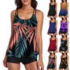 Women Two Piece Flowy  Swimsuits  Bathing Tank Tops With Shorts Athletic Swimwear