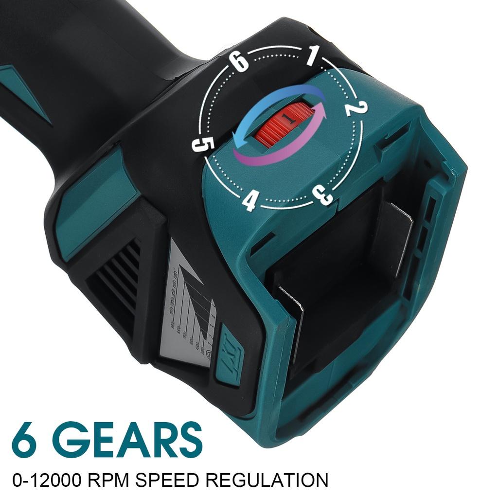 588VF 6 скоростей 2 в 1 Беспроводная угловая шлифовальная машина Полировщик автомобиля Бесщеточная электрическая угловая шлифовальная машина для батареи Makita 18 В