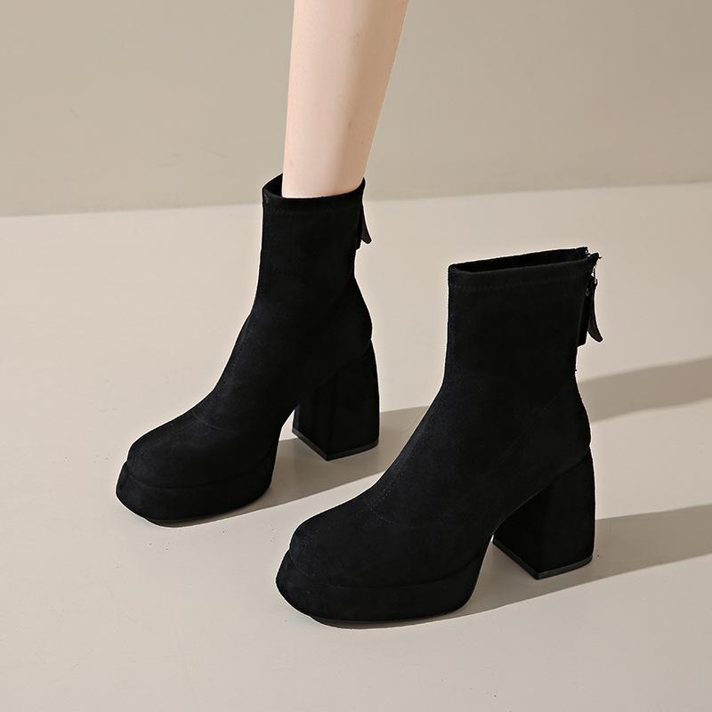 Fashion Street Style Winter Women Modern Ankle Boots Fashion Platform Square High Heels Shoes Comfort Keep Warm Short Booties 2026