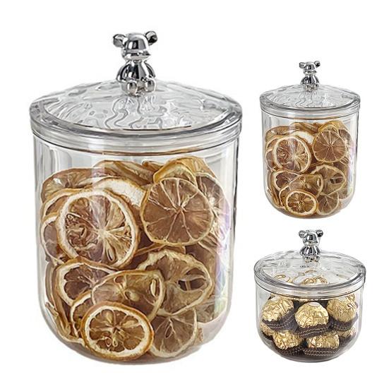 Прозрачная герметичная банка на 900/1400 мл с медвежьей ручкой, герметичная крышка, большая вместимость, многофункциональный контейнер для галантерейных товаров, орехов, зерновых, приправ, контейнер для чайных листьев