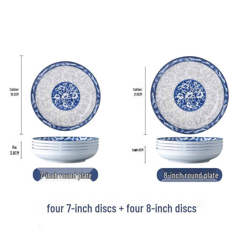 Квадратная фарфоровая тарелка «Жуи» сине-белого цвета — идеально подходит для еды, фруктов, блюд, приготовленных на пару и запеченных.
