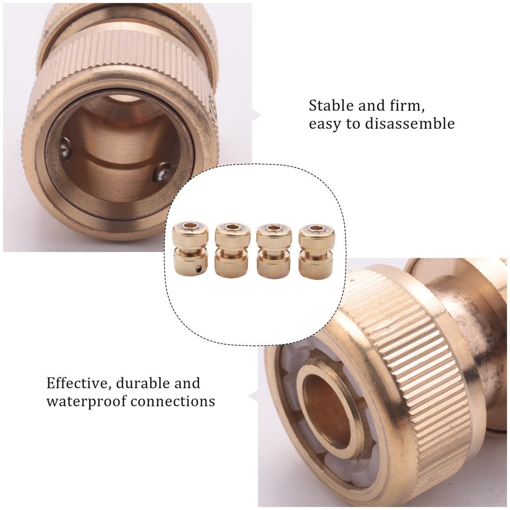M-Modern-4 Pc Brass Hose Connector Hose End Quick Connect Fitting 1/2 Inch Hose Pipe Quick Connector For Gardening Home Watering