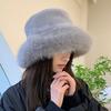 WTEMPO Winter Large Head Circumstance Retro Plush Fisherman's Hats Women's Thickened Imitation Fur Warm Versatile Ear Protection Bucket Hats