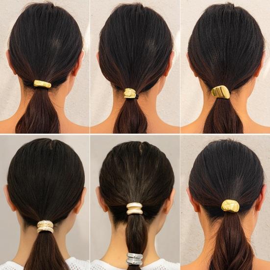 Geometric Metal Hair Tie, Alloy Elastic Ponytail Holder for Women, Minimalist Square Hair Ring for Daily Commuting Use
