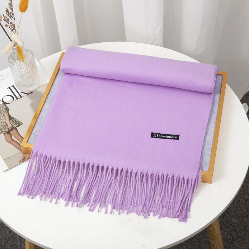 Scarf Women's Winter Monochrome Imitation Cashmere, Warm and Thickened Long Summer New Air-conditioning Fringed Large Shawl