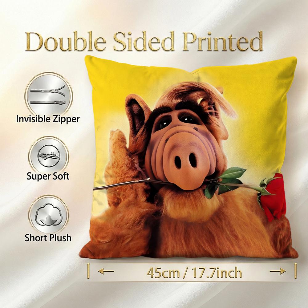 Cartoon Alf Cushion Cover 1Pcs Decorative Covers Soft Cushion Case For Sofa Couch Decor 40X40 45X45 Pillowcases