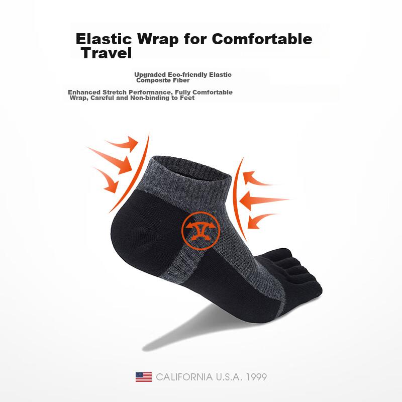 TFO Competition-Grade Five-Toe Outdoor Socks, Durable Hiking Socks, Sports Running Toe Socks 2202419 Men's Dark Gray