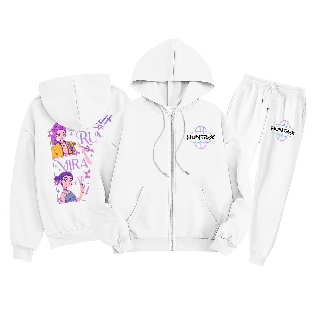 Детская мода Толстовка с длинным рукавом, на молнии, с капюшоном, спортивные штаны с принтом, комплект толстовки с карманами