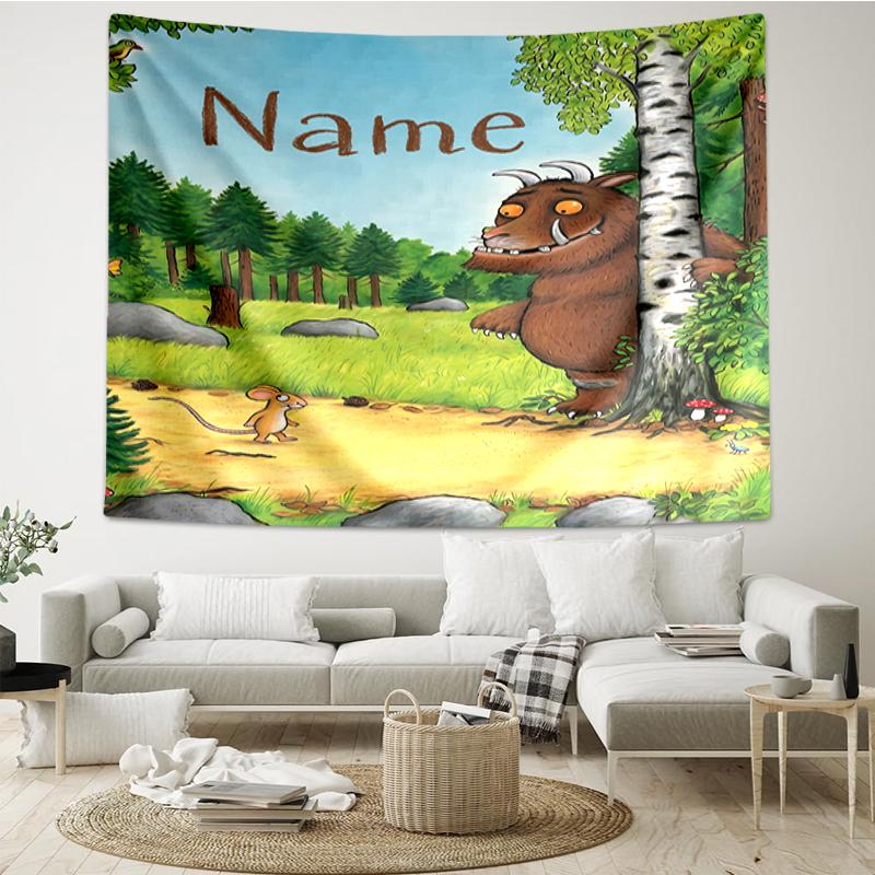 Custom Name The Gruffalo Print Tapestry, Backdrop, Easy Setup, Ideal for Bedroom, Office & Living Room, with Aesthetic Wall Hanging Decor.