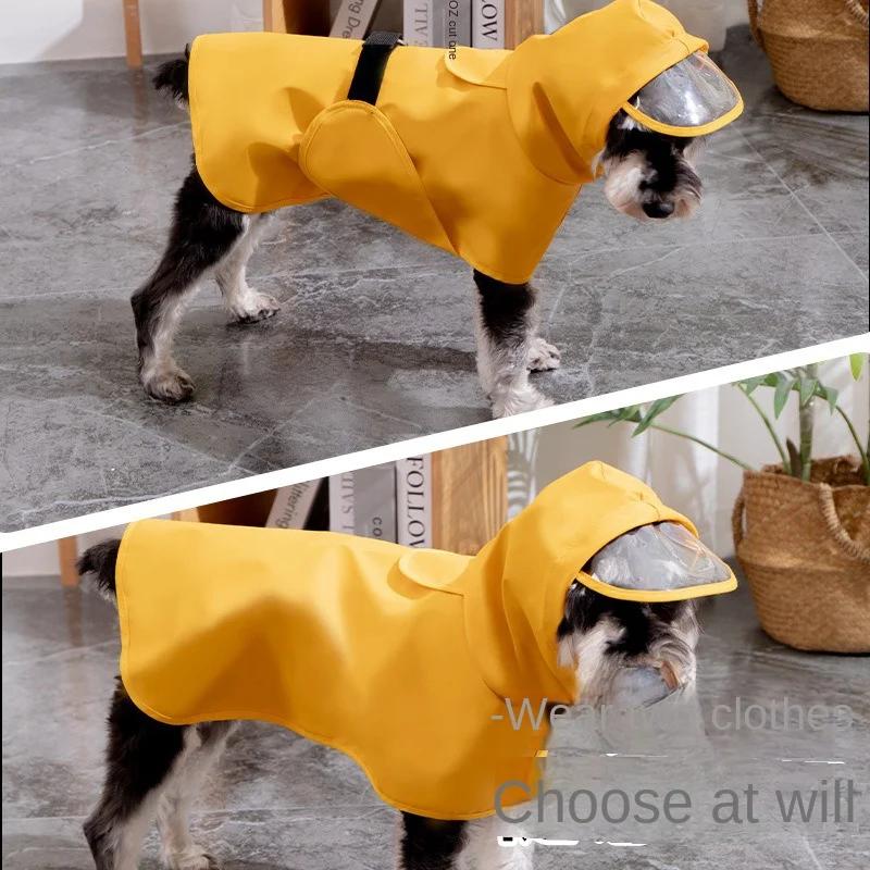 Dog Clothes PU Waterproof Jacket Dog Raincoat Pet Supplies Waterproof Outdoor Can Tow Dog Cloak and Rain Cloak Pet Clothing Casual Stomach Protection