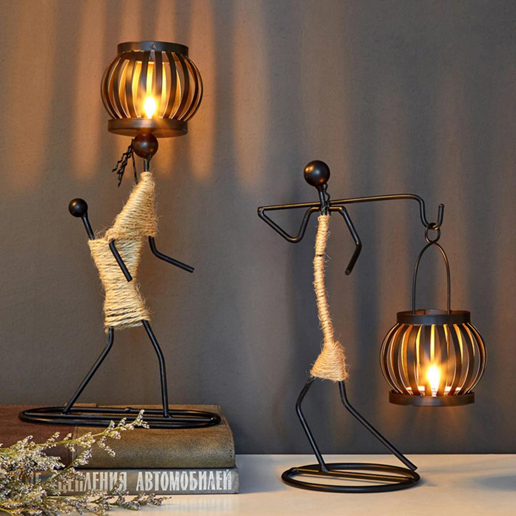 Винтажный подсвечник для домашнего декора, железный подсвечник в форме девушки, декоративная свеча в форме фонаря