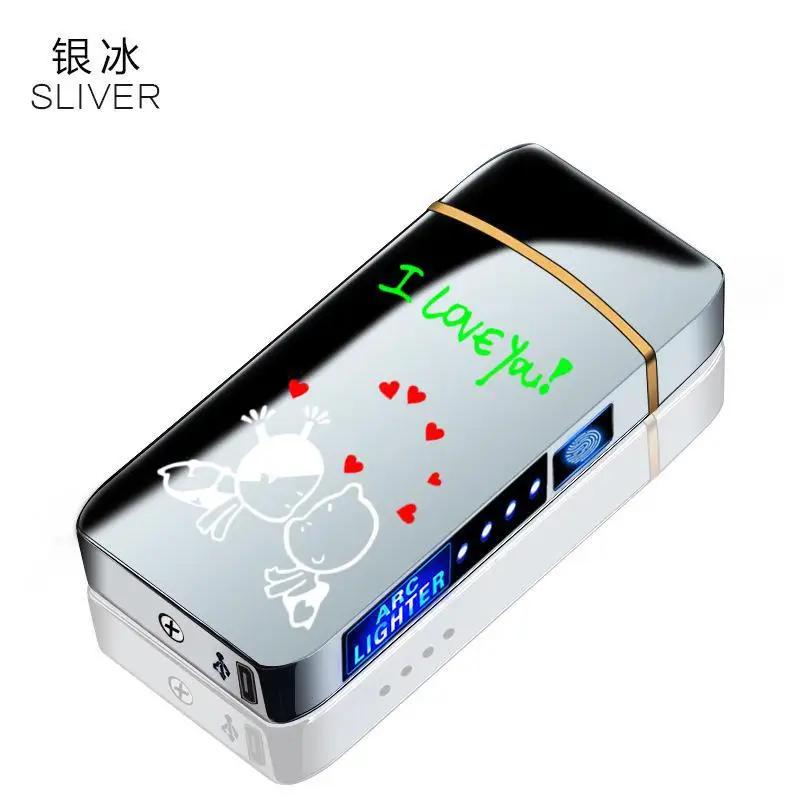 Роскошная ветрозащитная электрическая зажигалка с сенсорным управлением, двойная дуга, без пламени, USB-зарядка, зажигалка для свечей и ароматерапии, не содержит газа