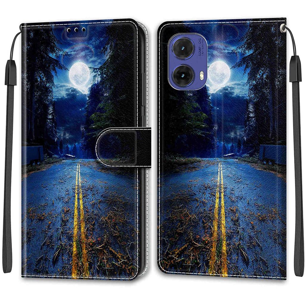 Роскошный окрашенный кожаный чехол-кошелек из искусственной кожи в стиле книги для Motorola Moto G85/G75/G55/G35/G24 Power/G15/G05/G84/G54 Power/G34/G24/Edge 40/G14