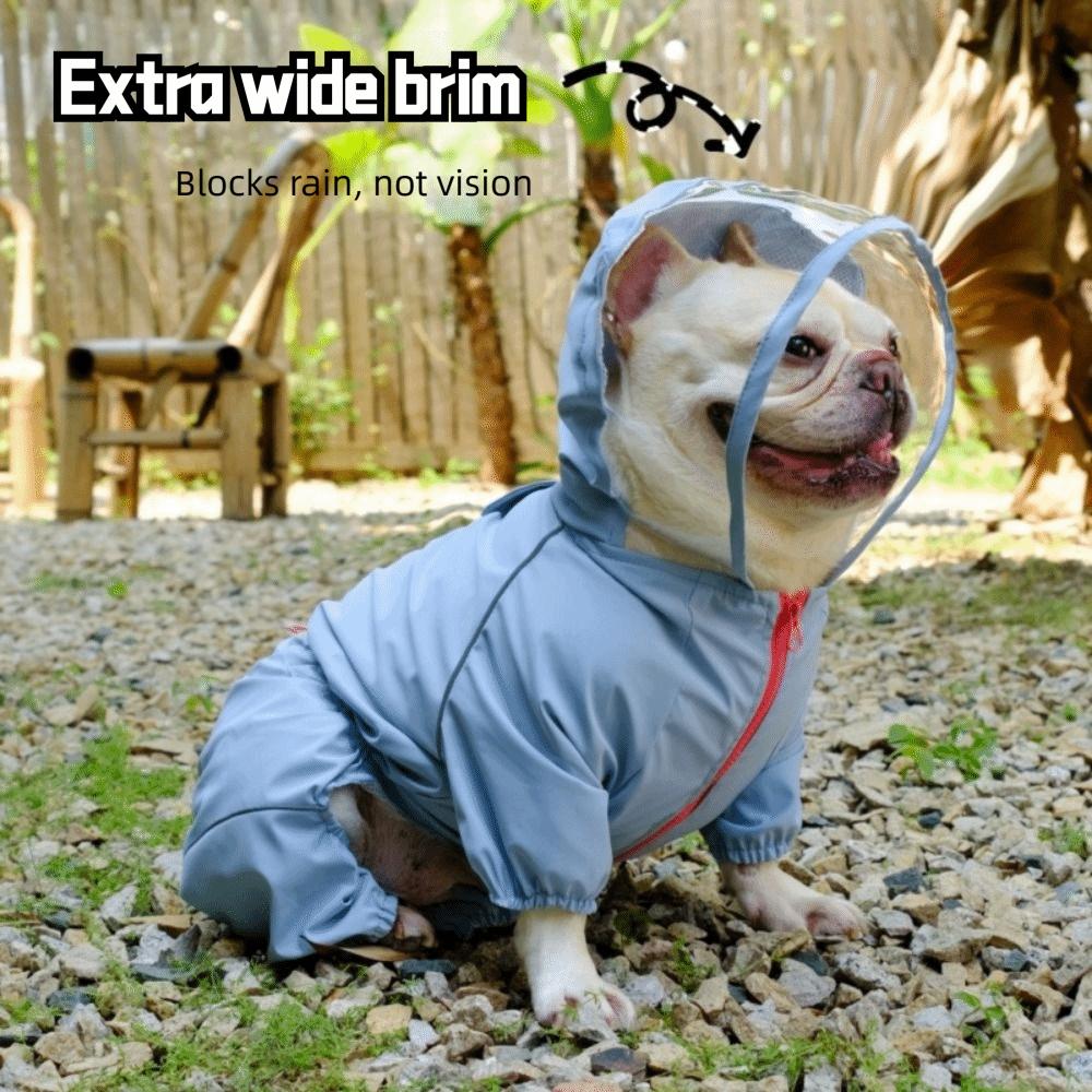 with Zipper Dog Raincoat Hooded Design Four-legged Raincoat Windproof Pet Rain Jacket Rainy Day