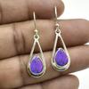 925 Sterling Silver, Lab Created Purple Turquoise Earring, Handmade Jewelry, Dangle Earring, Anniversary Gift, Bezel Earring, Party Earring