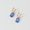 1 Pair Fashion Blue Square Zircon Dangle Earrings for Women Daily Jewelry Party Accessories