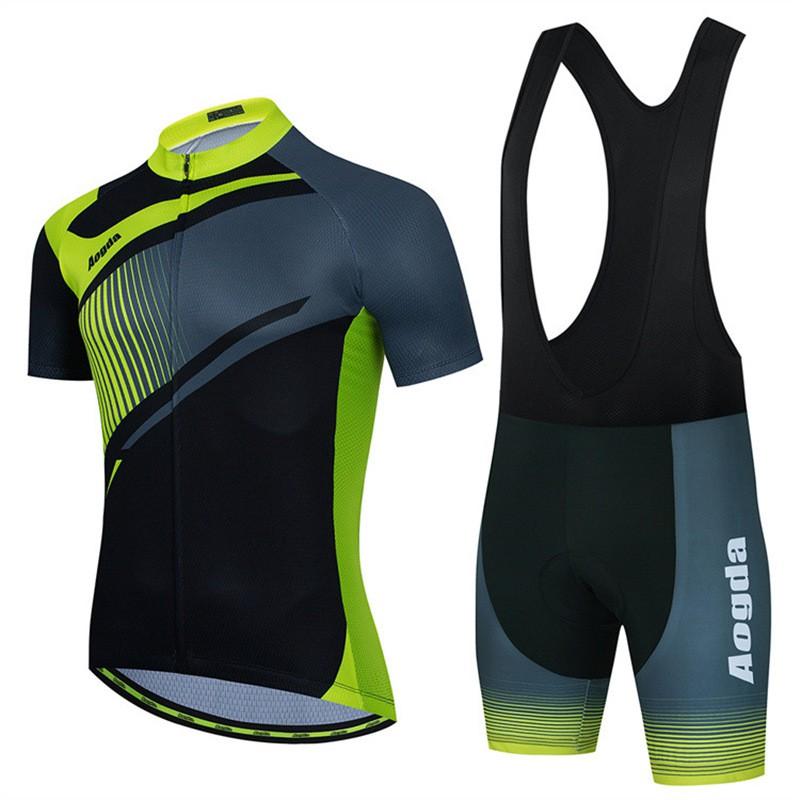 Mens Cycling Jersey Bib Shorts Set Breathable Bike Riding Outfit Road Mountain Biking