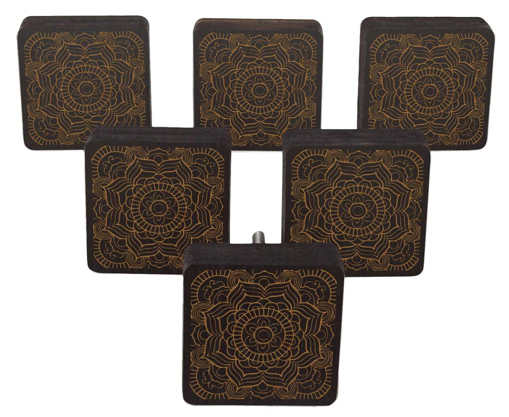 IBA Indianbeautifulart Коричневые ручки с гравировкой Набор из 10 деревянных дверных ручек для шкафа Ящик