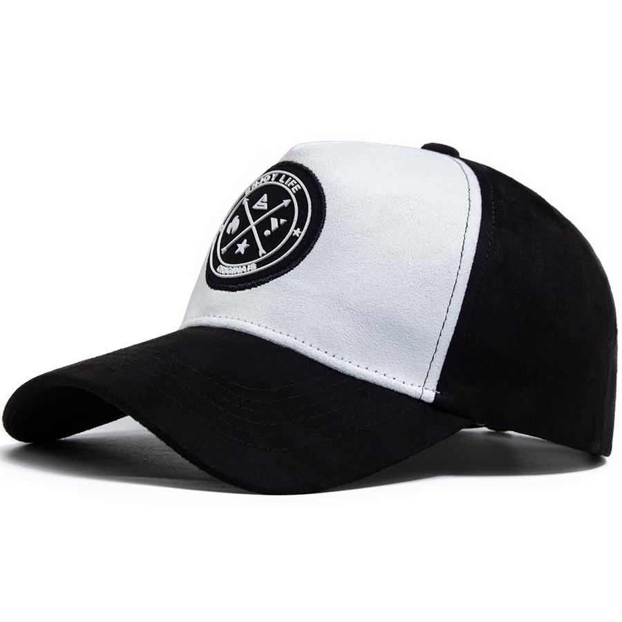 Fashion Circular Leather Label Suede Men's Baseball Cap Spring Autumn Hat For Visor Casual Women Snapback Hip Hop Caps Unisex