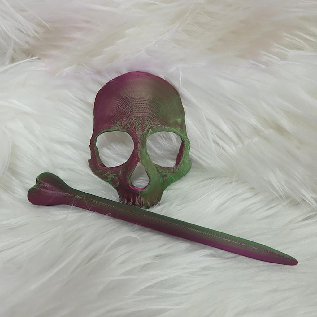 3D-печатная заколка для волос в виде черепа и костей, разные цвета, подарок, искусство, заколка для волос