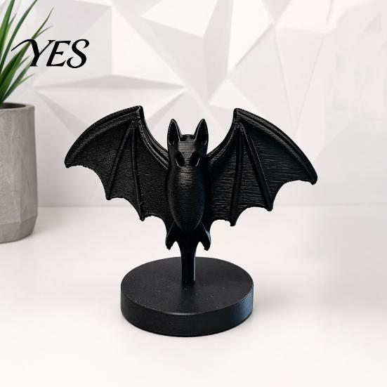 Стойкая к выцветанию Летучая мышь Модель 3D-печатная Готическая Черная Статуя, Фигурка со Стабильным Круглым Основанием, Декор для Окна Хэллоуина, Настольный Декор для Дома,
