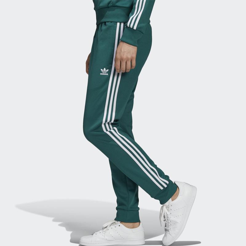adidas Оригинальные спортивные штаны Clover SST TP в полоску с вышивкой логотипа, осенние мужские брюки, зеленые EJ9701