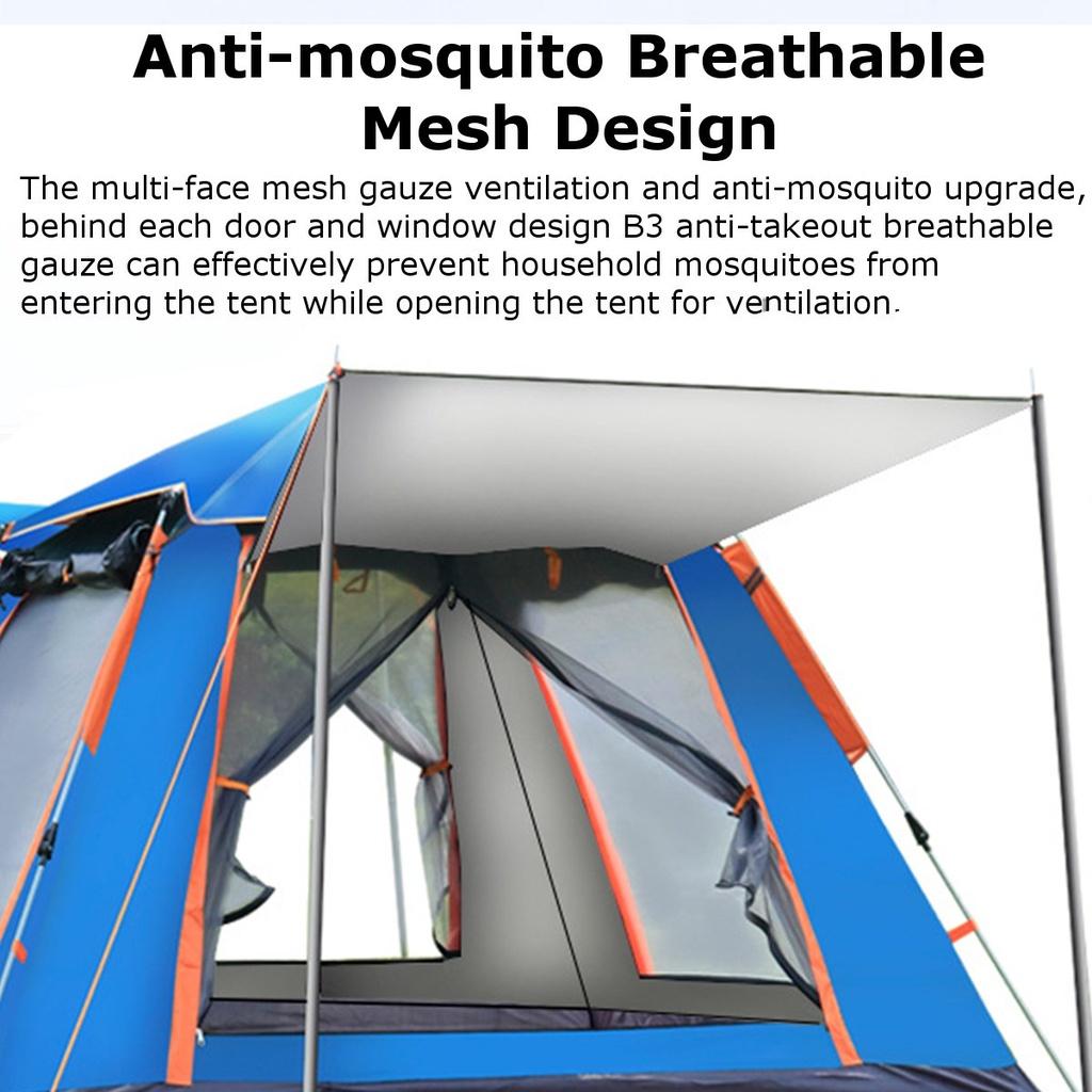 Большая палатка на 3-6 человек, быстрая установка, семейная палатка, водонепроницаемая уличная водонепроницаемая складная палатка для кемпинга и пешего туризма, двухслойные семейные палатки