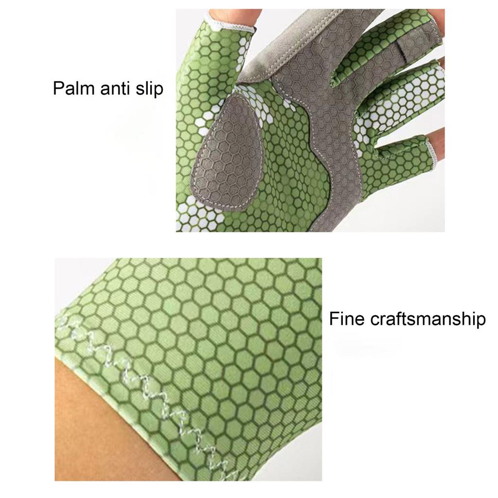 1 пара камуфляжных перчаток для рыбалки с полупальцами, защита от ультрафиолета UPF 50+, легкие перчатки без пальцев для мужчин и женщин, для занятий спортом на открытом воздухе, парусного спорта, каякинга, гребли