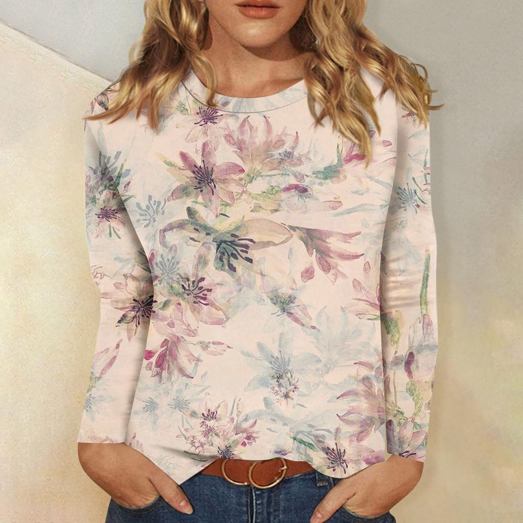 Рубашки с длинным рукавом для женщин, милые футболки с графическим принтом, блузки, повседневные базовые топы больших размеров, пуловеры