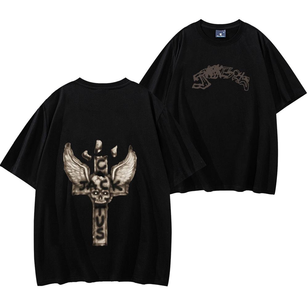 Футболка Travis Jackboys 2 Astroworld Rap Tee Streetwear Графическая футболка Hip Hop Концертная футболка Унисекс в винтажном стиле Rap Мерч