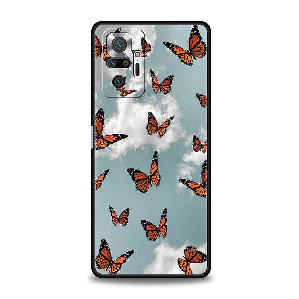 Butterfly Luxury Phone Case For Xiaomi Redmi Note 12 11 10 Pro Plus 9S 9 8 7 9T 8T 9C 9A 5G K40 Gaming Soft Silicone Cover