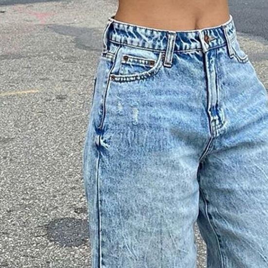 Женские джинсы с широкими штанинами, прямые джинсы с высокой талией, утягивающие брюки в пол в стиле ретро-панк для уличной моды