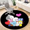 1 шт. Круглый коврик BT21 для офиса - Идеально подходит для декора офиса или кабинета, Машинная стирка, Нескользящая основа, Декоративный коврик для пола