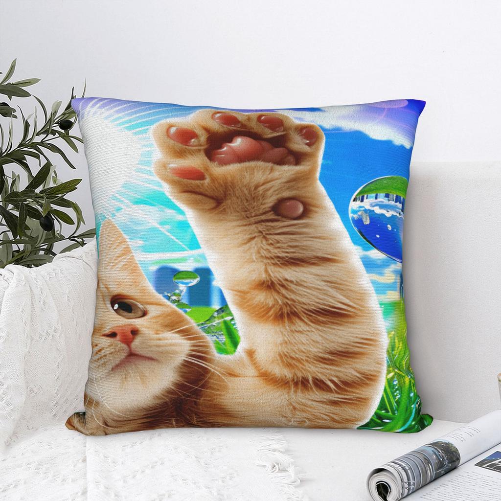 Наволочка с принтом кота в стиле Frutiger Aero Наволочка для стула, дивана, домашнего декора, современные наволочки