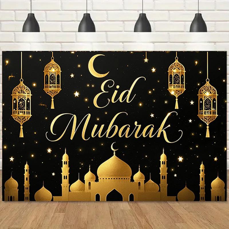 Фон для фотосъемки на праздник Ид аль-Адха с мечетью, фонарями, полумесяцем, для помещений и улицы, свадеб, дней рождения и исламских праздников, настенного искусства