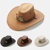 Western Cowboy Hat Retro Sheriff Cap Sunscreen With Wind Rope Hat Men And Women Horseback Riding Tourism Fishing Sunshade Cap