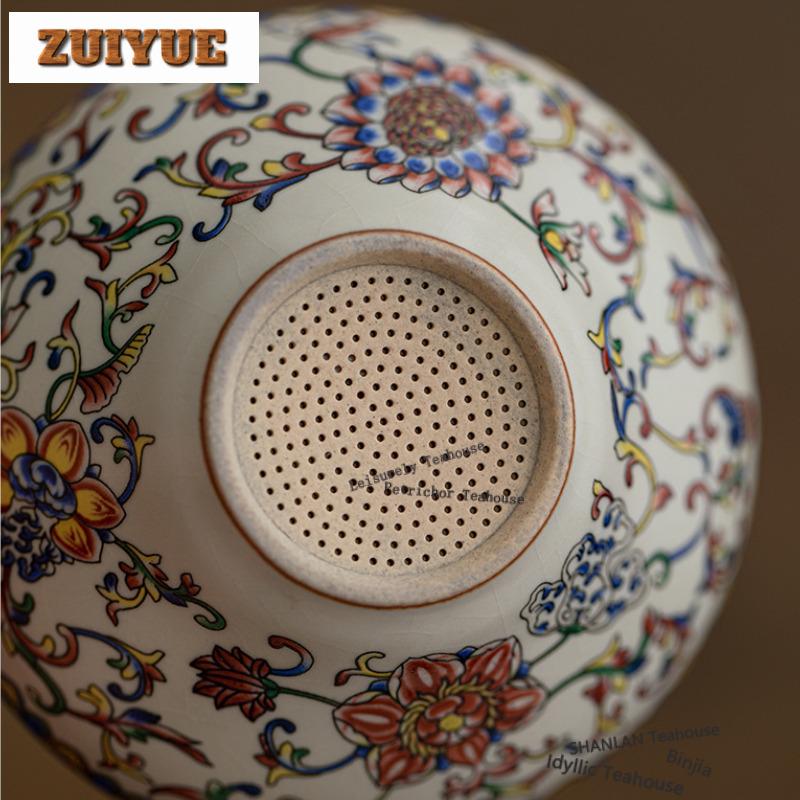 Ru Kiln Interlock Branch Lotus Decoration Tea Separator Infusor Antique Tea Strainer Dispenser Tea Maker Tea Filter Drinkware